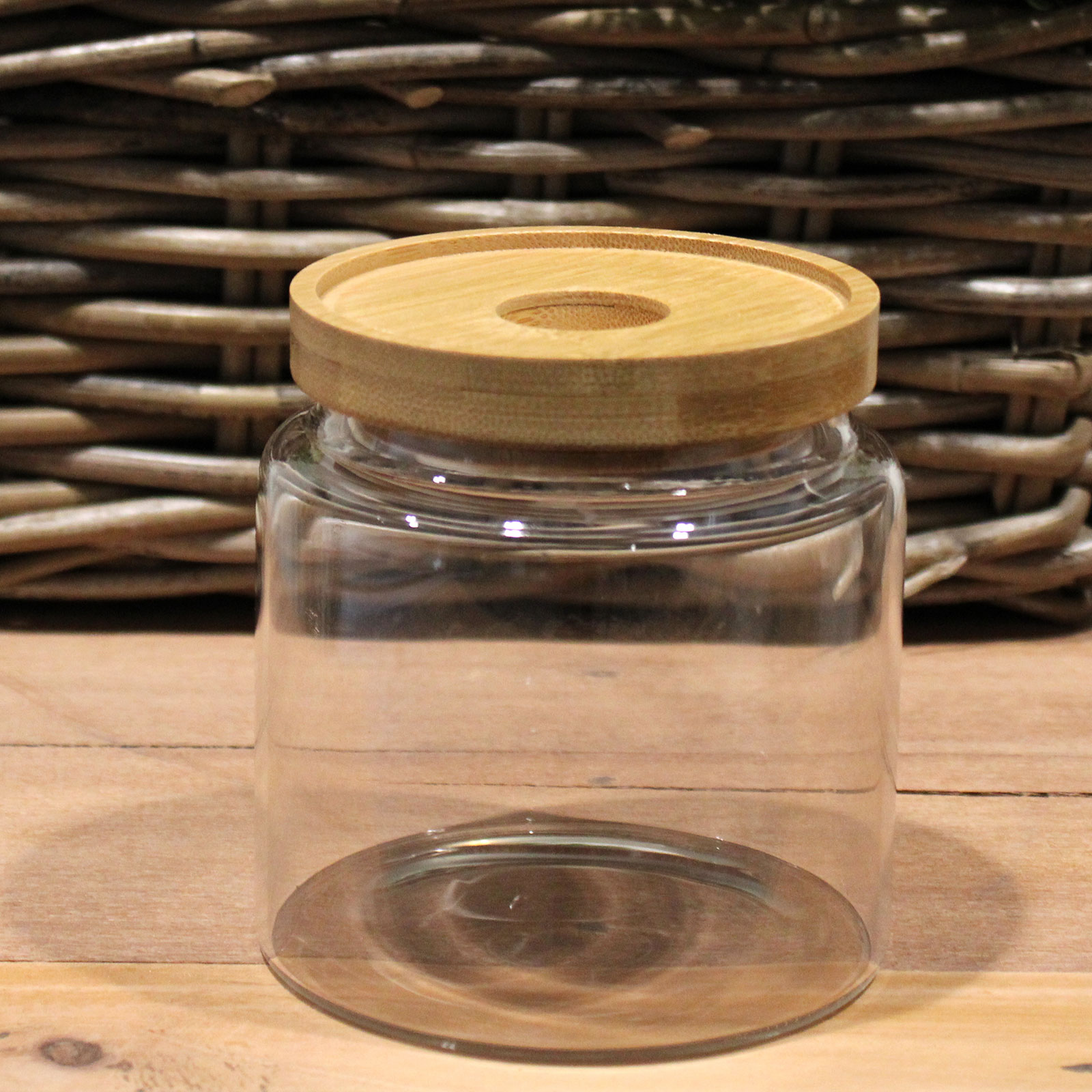 Glass Jar With Bamboo Lid Small 500ml - ourecohome.co.uk